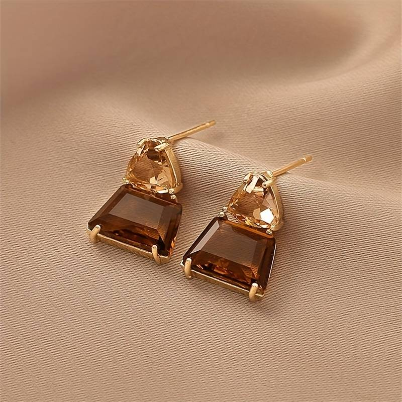 Elegant Brown Crystal Earrings