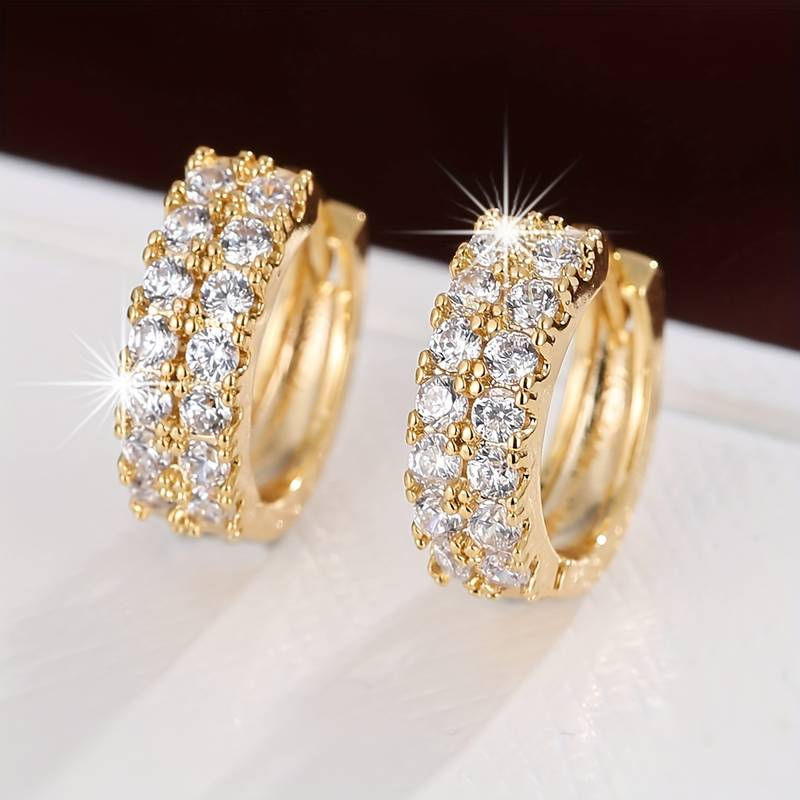 Elegant Golden Zirconia Earrings