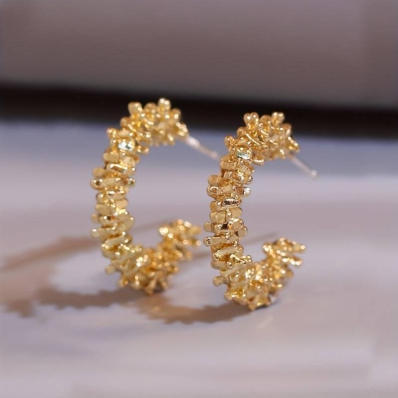 Elegant Golden Irregular Hoop Earrings