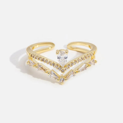 Adjustable Headband Ring with Zirconia in Gold