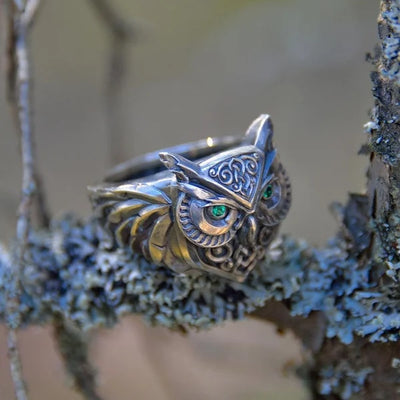 Owl Emerald Ring