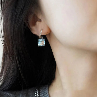 Blue Crystal Earrings in Silver