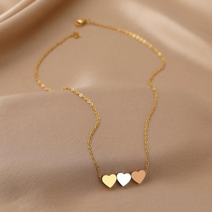 Triple Heart Necklace in Gold