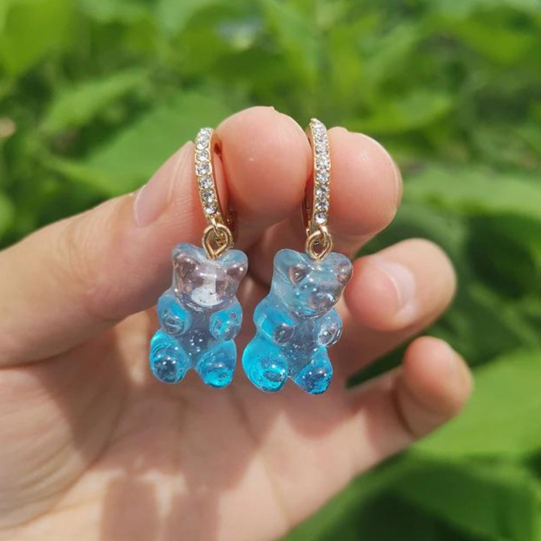 Gummy Bear Earrings with Zirconia in Gold