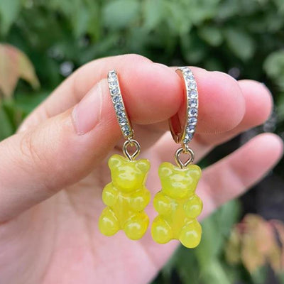 Gummy Bear Earrings with Zirconia in Gold