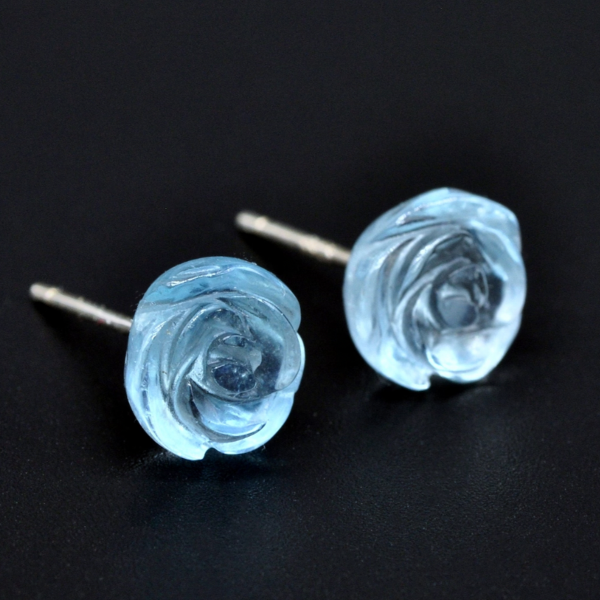 Blue Rose Crystal Earrings in Sterling Silver