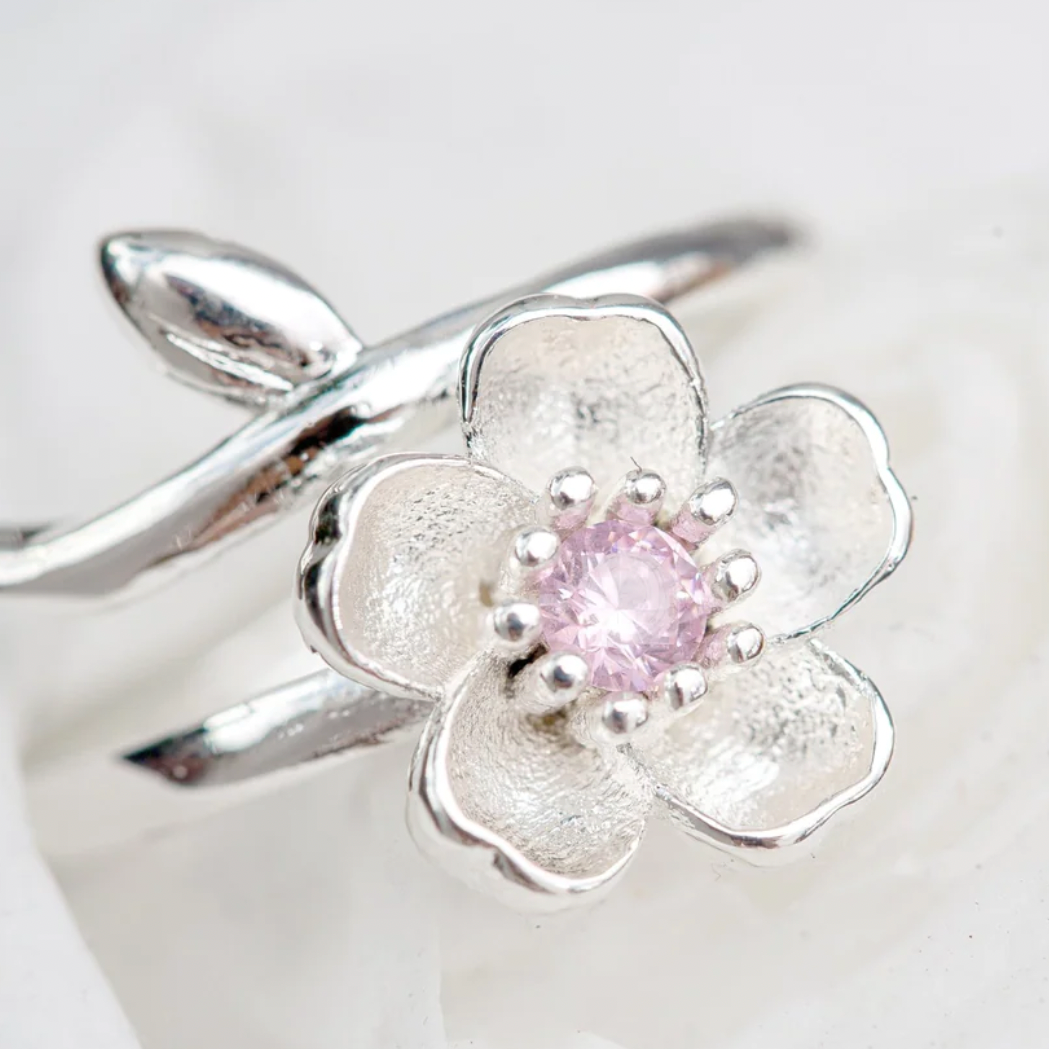 Adjustable Silver Flower Ring