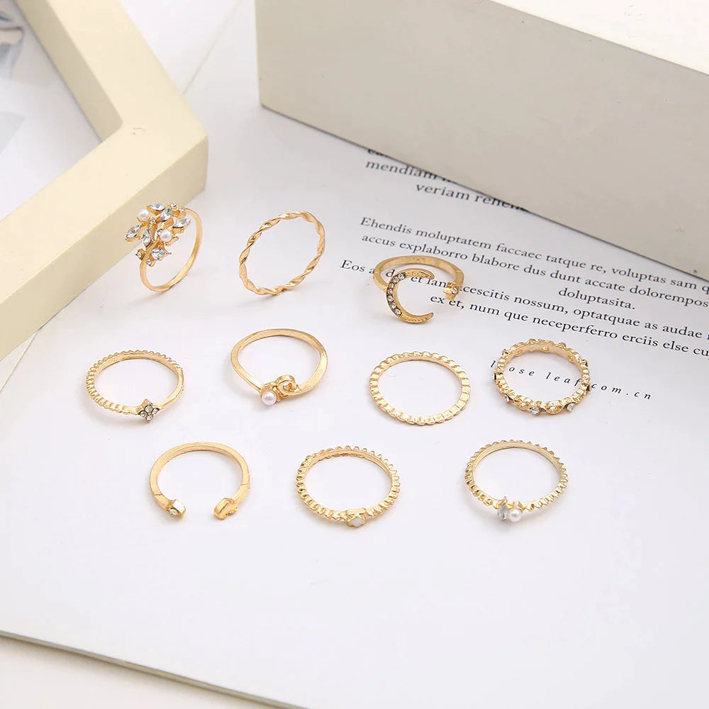 10 Pack of Bohemian Silver and Gold Plated Rings – Precious Gems