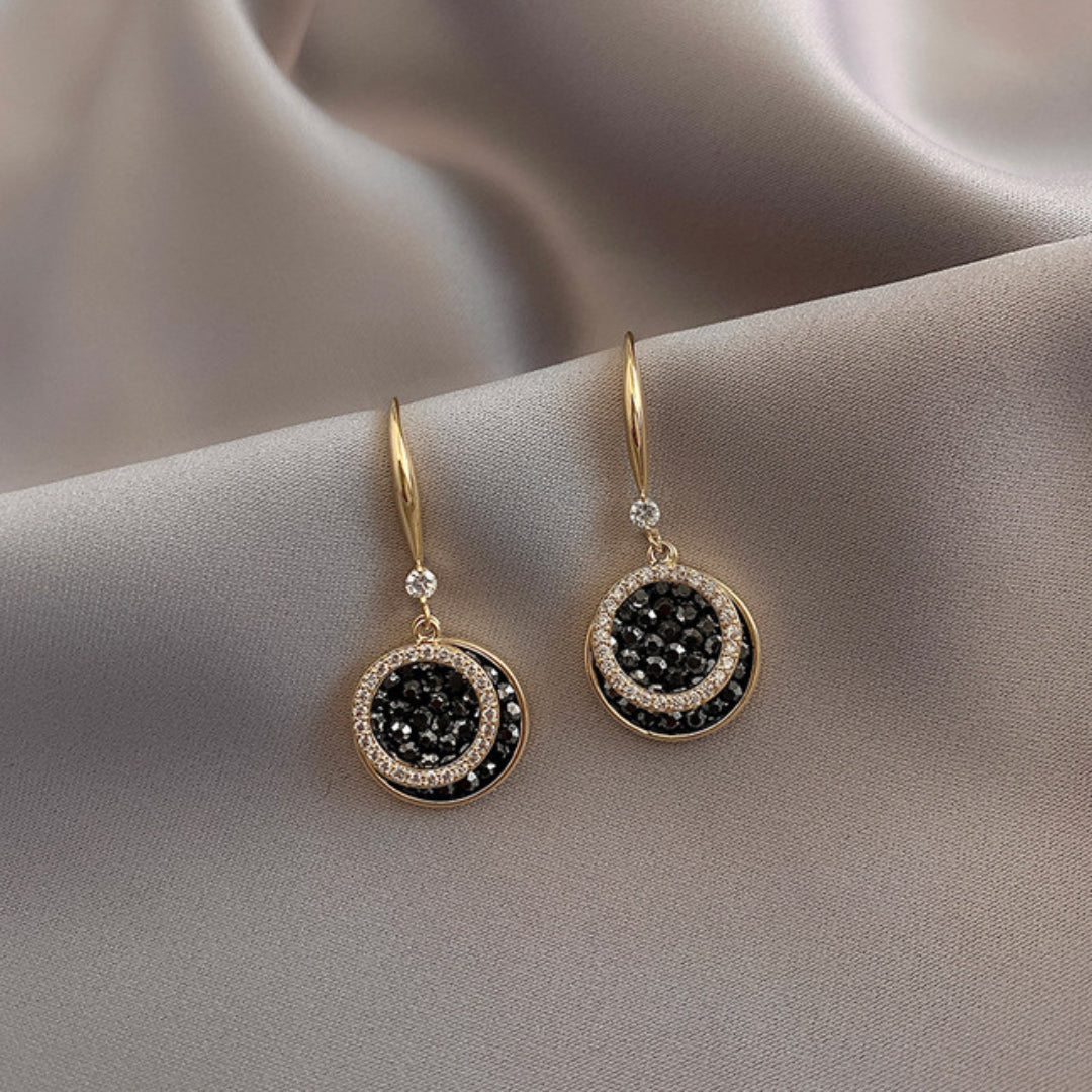 Black Zirconia Earrings in Gold