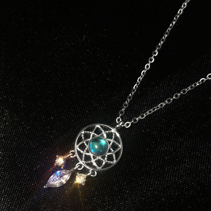 Silver Moon Crystal Dreamcatcher Necklace