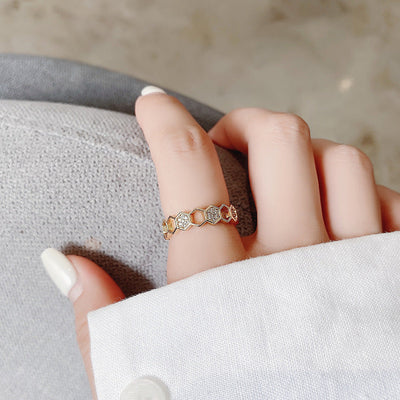 Adjustable Gold Honeycomb Ring