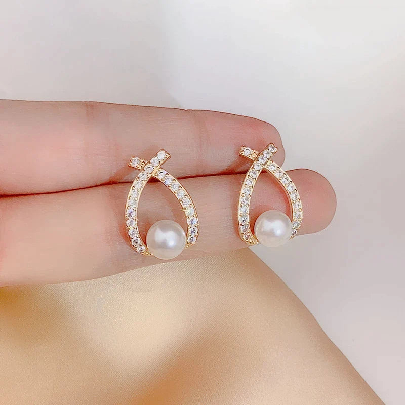 Pearl Earrings with Glitter