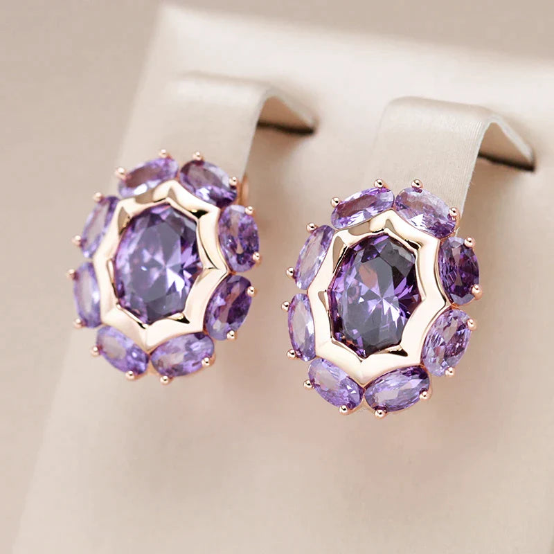 Elegant Purple Crystal Earrings