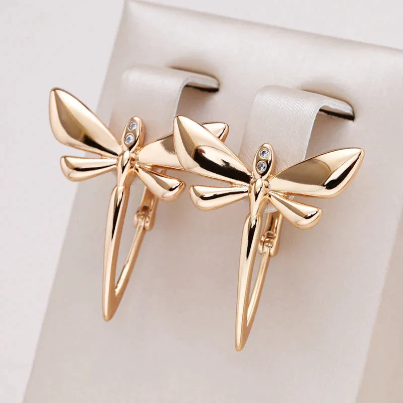 Elegant Gold Dragonfly Earrings