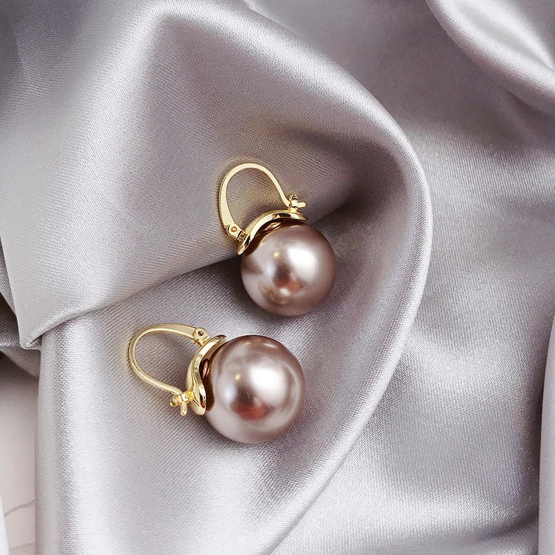 Thick Pearl Earrings in Gold