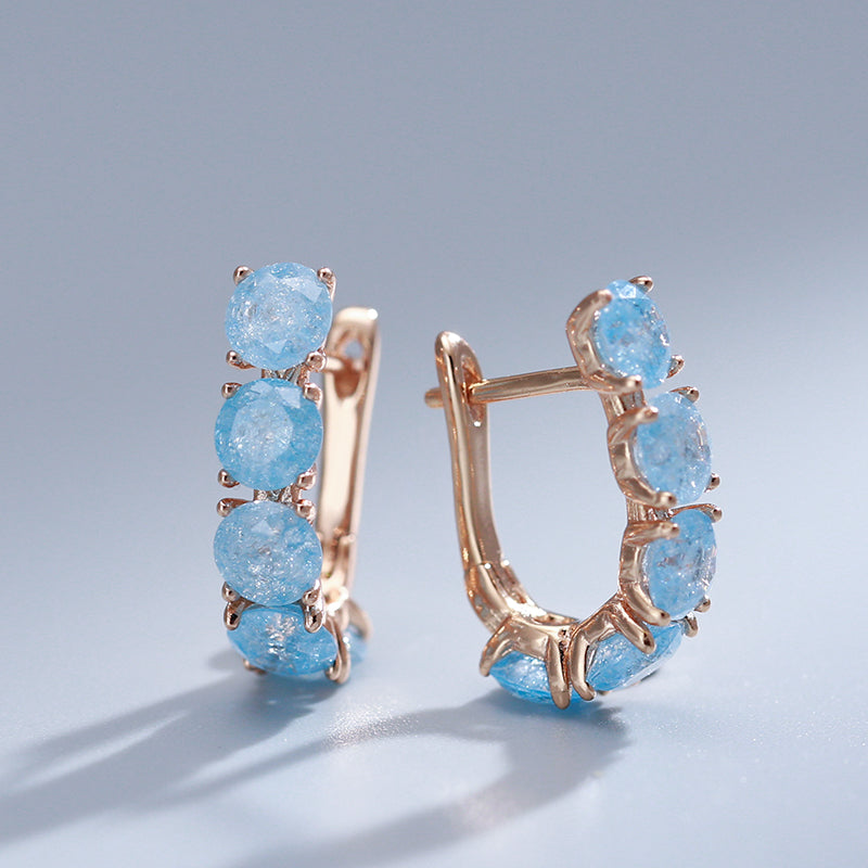 Blue Natural Zircon Stud Earrings