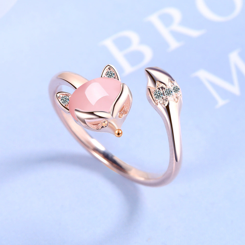 Pink Adjustable Fox Ring