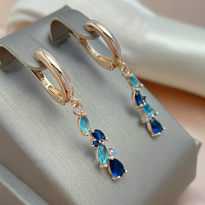 Blue Crystal Dangling Earrings