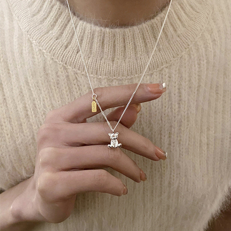 Silver Teddy Bear Necklace