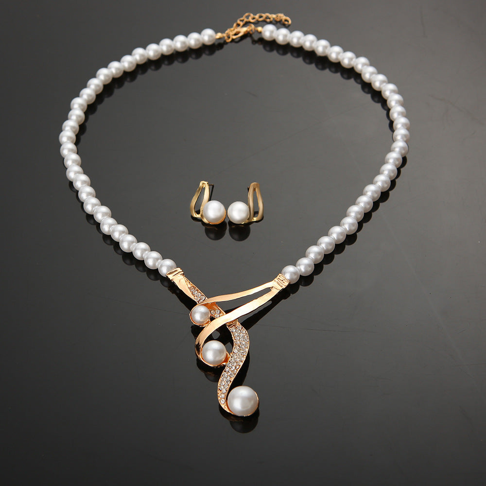 Natural Pearl Necklace + Earrings Set