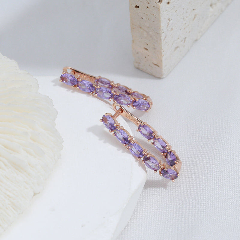 Oval Purple Zircon Earrings