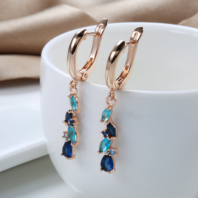 Blue Crystal Dangling Earrings