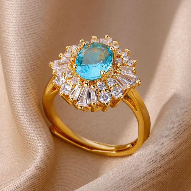 Golden Blue Crystal Flower