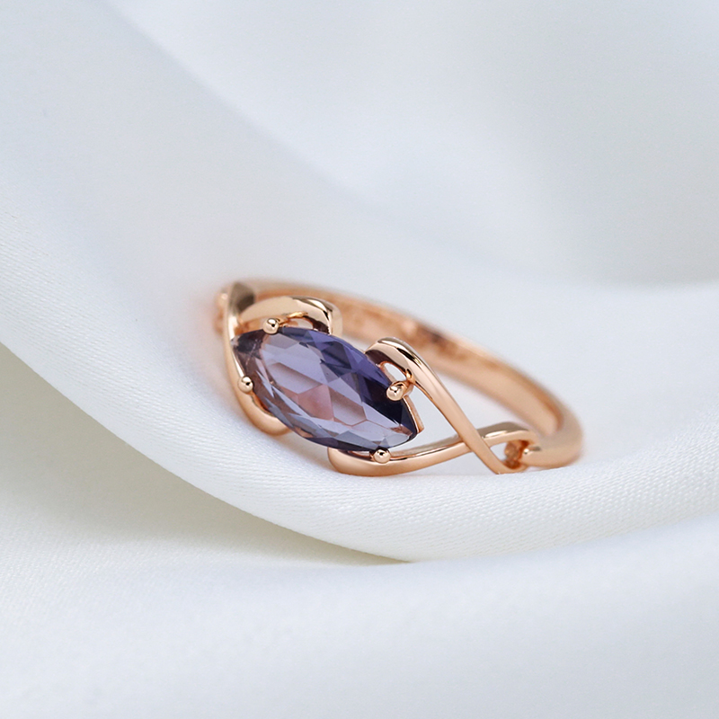 Golden Purple Crystal Ring