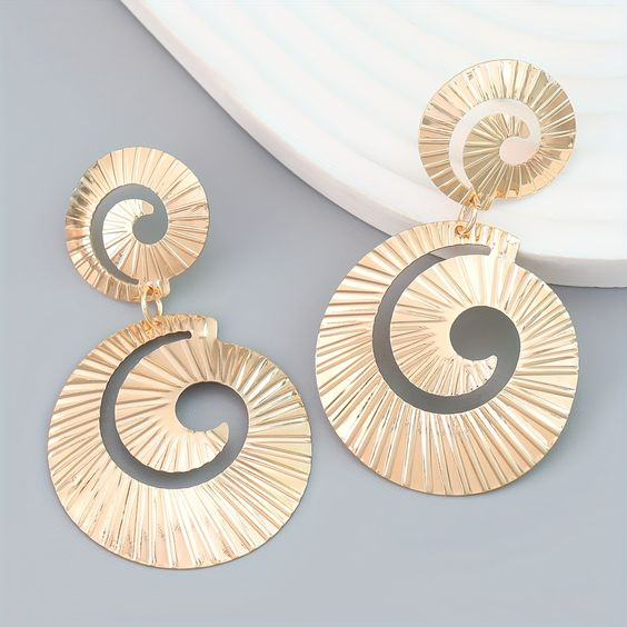 Boho Golden Spiral Earrings