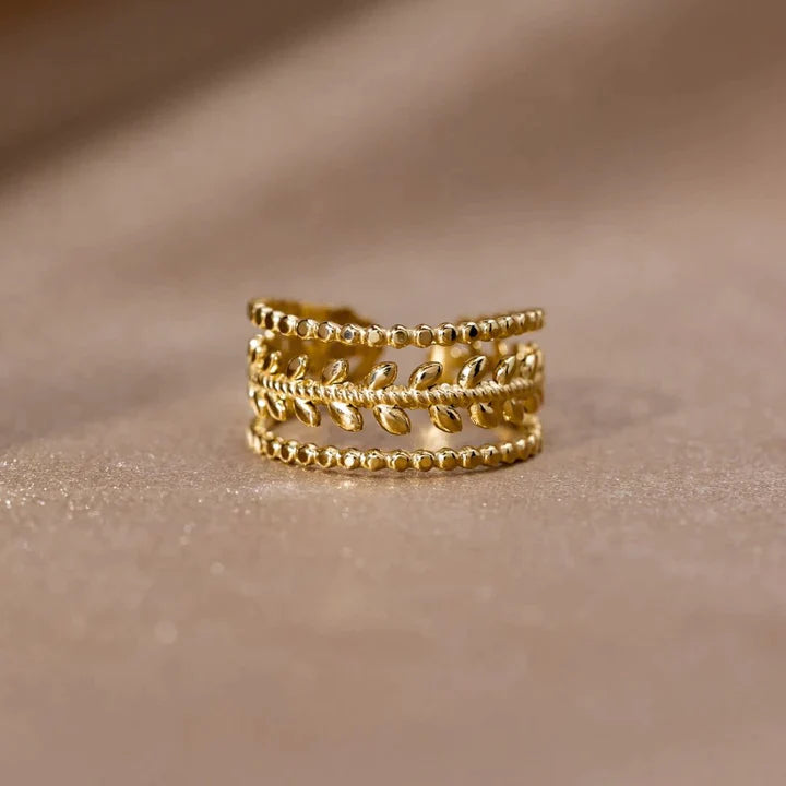 Adjustable Golden Leaves Ring